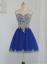 Royal Blue Homecoming Dresses A-line Sweetheart Short